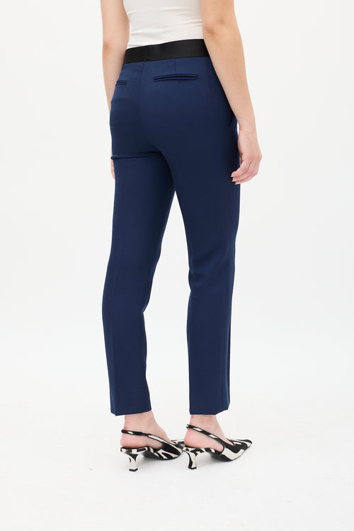 Celine Navy Wool 
Black Silk Waist Trouser