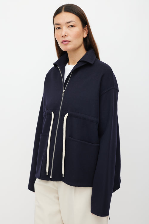 Celine Navy Wool Drawstring Jacket