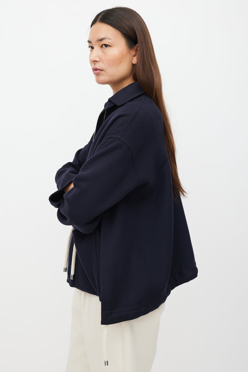 Celine Navy Wool Drawstring Jacket