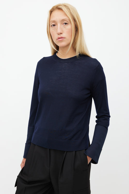 Celine Navy Wool Knit Sweater