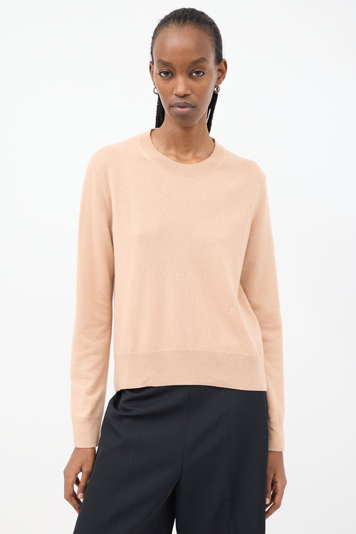 Celine Pink Cashmere Embroidered Round Neck Sweater