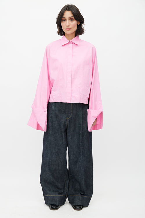 Celine Pink Oversized Cuff Shirt