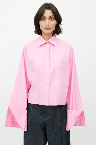 Celine Pink Oversized Cuff Shirt