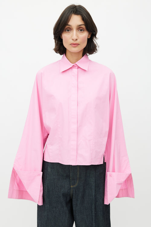 Celine Pink Oversized Cuff Shirt