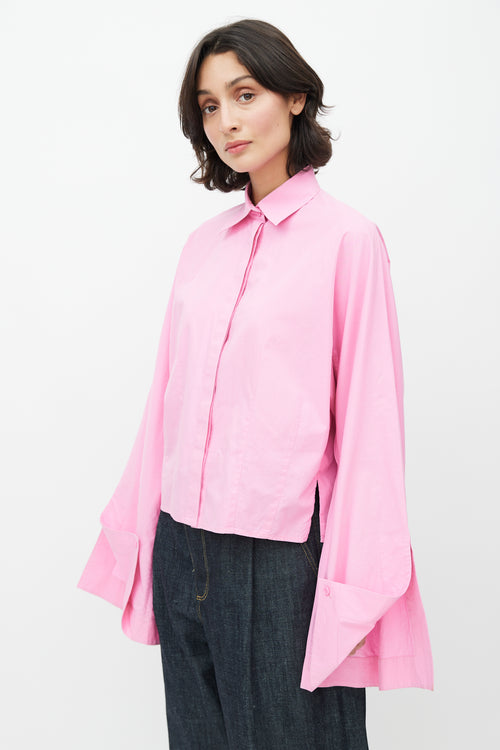 Celine Pink Oversized Cuff Shirt