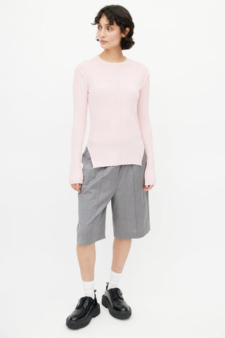 Celine Pink Ribbed Longsleeve Top