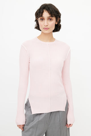 Celine Pink Ribbed Longsleeve Top