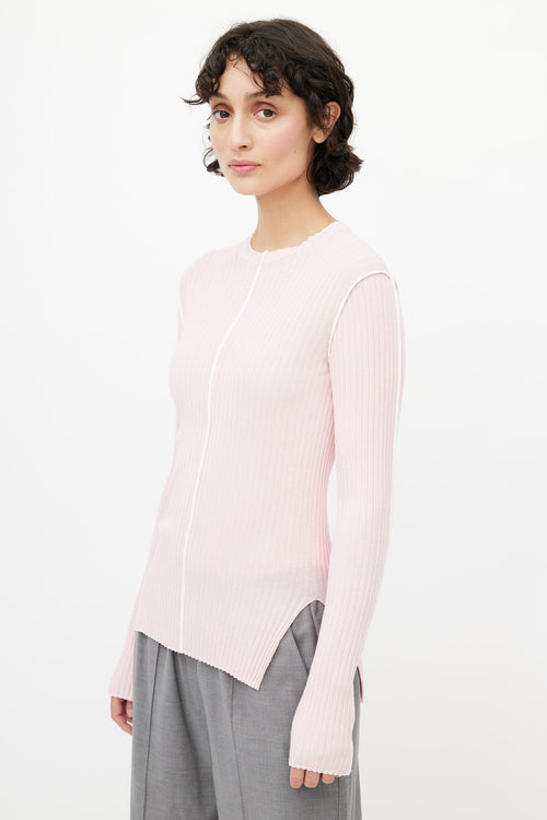 Celine Pink Ribbed Longsleeve Top