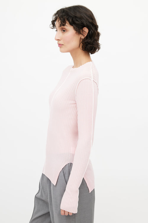 Celine Pink Ribbed Longsleeve Top