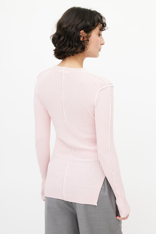 Celine Pink Ribbed Longsleeve Top