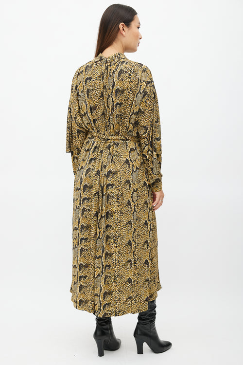 Celine Pre-Fall 2018 Brown Print Belted Maxi Dress