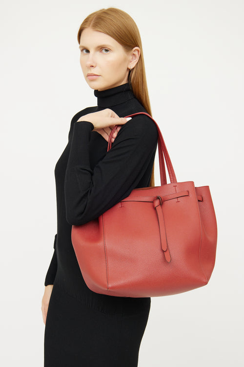 Celine Red Cabas Phantom Tote Bag