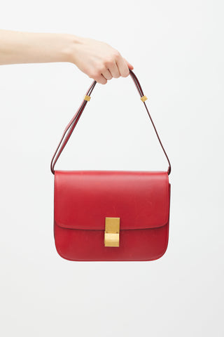 Celine Red 
Gold Leather Box Bag