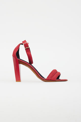 Celine Red Suede 
Leather Heel