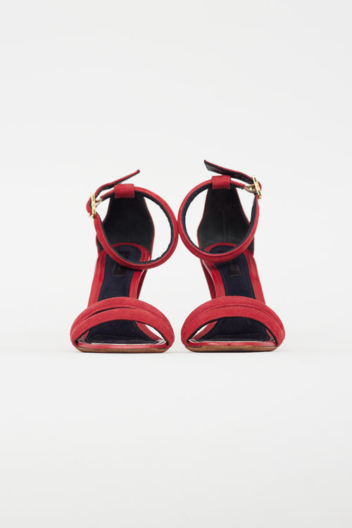 Celine Red Suede 
Leather Heel