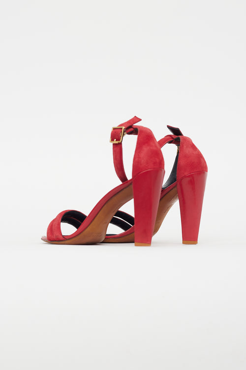 Celine Red Suede 
Leather Heel