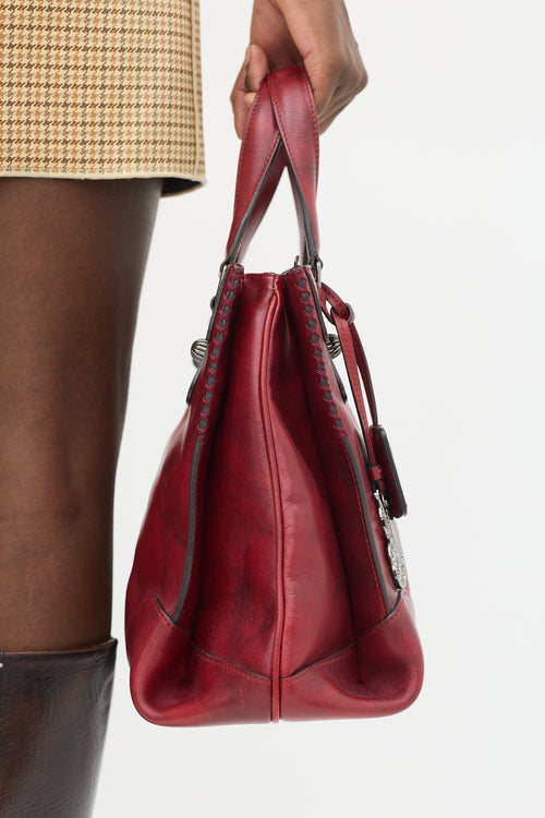 Celine Red Leather Macadam Tote