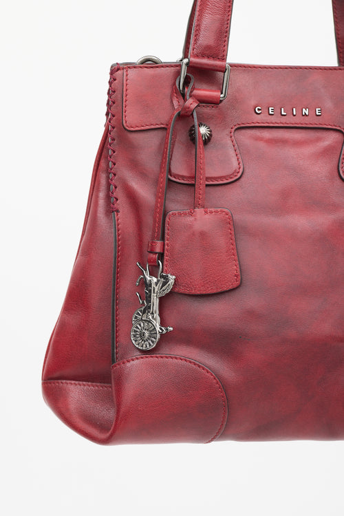 Celine Red Leather Macadam Tote