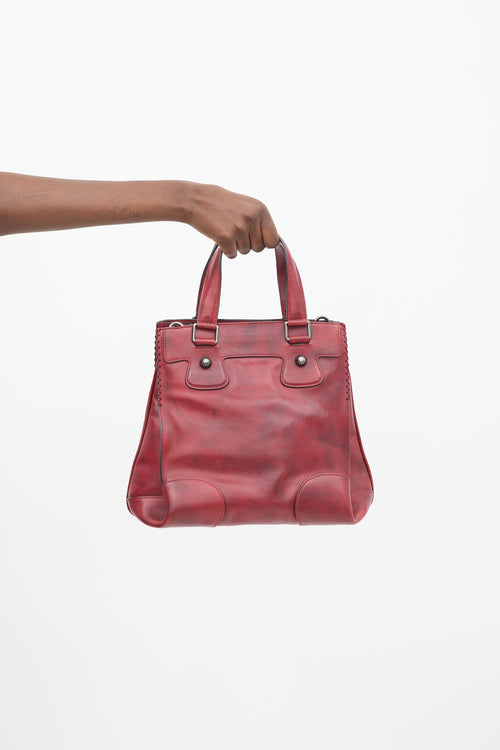 Celine Red Leather Macadam Tote