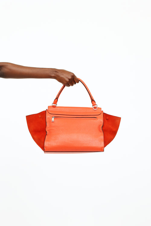 Celine Orange Leather 
Suede Medium Trapeze Bag