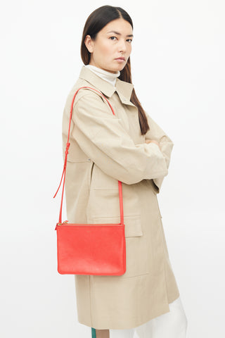 Celine Red Leather Trio Crossbody Bag