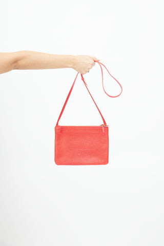 Celine Red Leather Trio Crossbody Bag