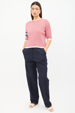 Celine Red 
White Chevron Knit Top