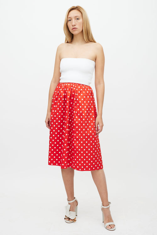 Celine Red 
White Polka Dot Skirt