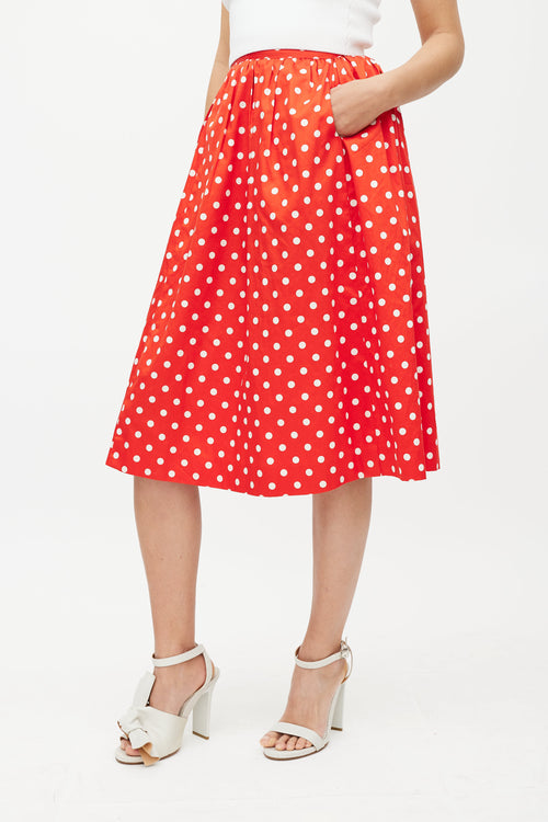 Celine Red 
White Polka Dot Skirt