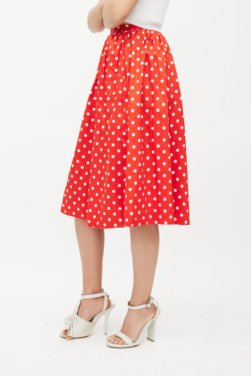 Celine Red 
White Polka Dot Skirt