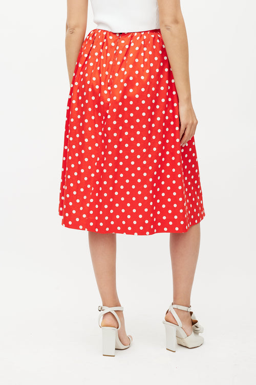 Celine Red 
White Polka Dot Skirt