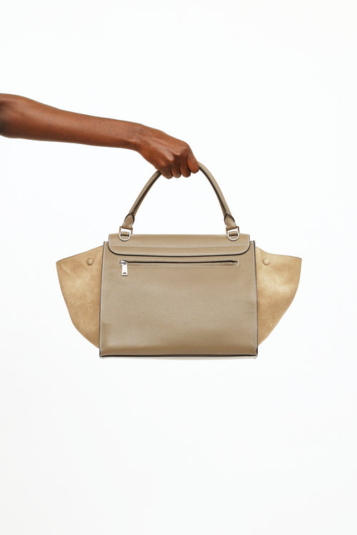 Celine Taupe Leather 
Suede Medium Trapeze Bag