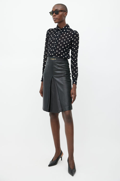 Celine Vintage Black Leather Skirt