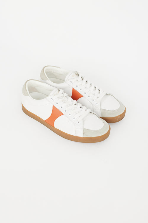 Celine White 
Orange Leather Sneaker