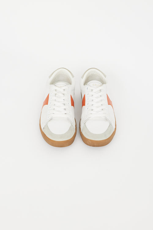 Celine White 
Orange Leather Sneaker