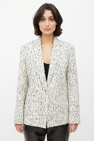 Celine White 
Black Boucle Wool Blazer