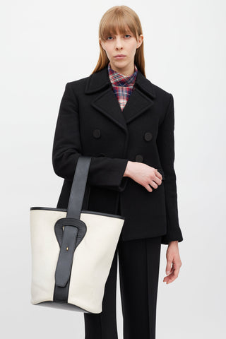 Celine White 
Black Leather Bucket Tote