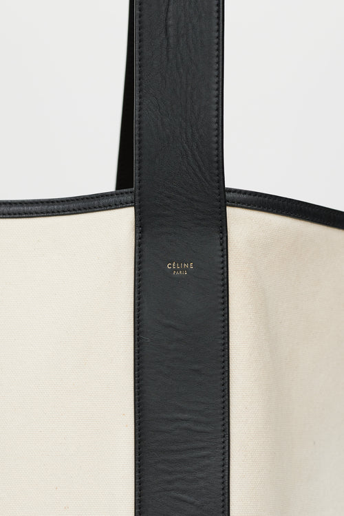 Celine White 
Black Leather Bucket Tote