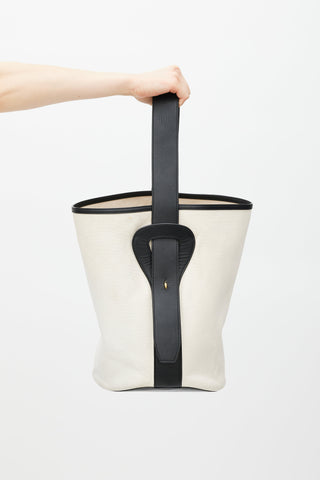 Celine White 
Black Leather Bucket Tote