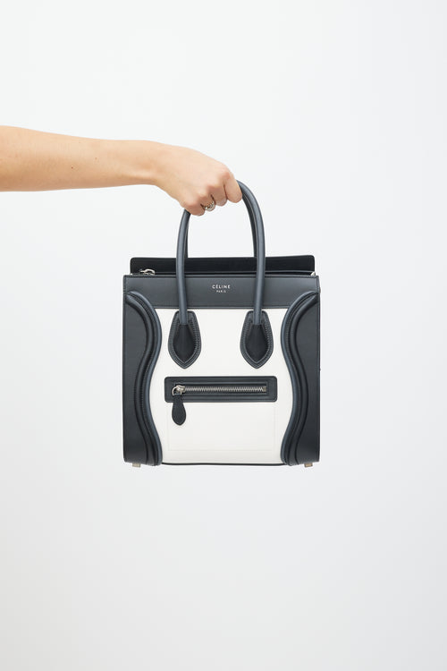 Celine White 
Black Leather Luggage Tote