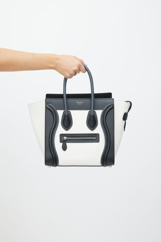 Celine White 
Black Leather Luggage Tote