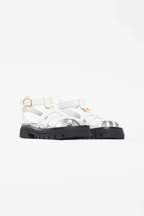 Celine White Clea Triomphe Gladiator Sandal