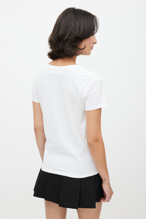 Celine White 
Gold Embroidered Logo T-Shirt