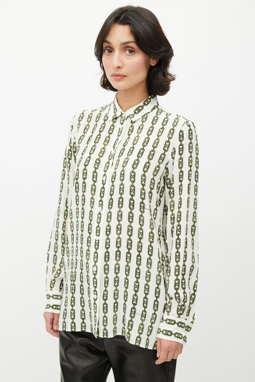 Celine White 
Green Chain Triomphe Shirt