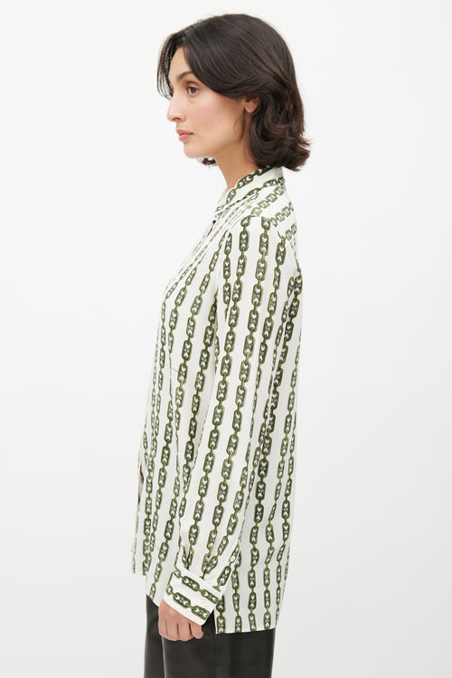 Celine White 
Green Chain Triomphe Shirt