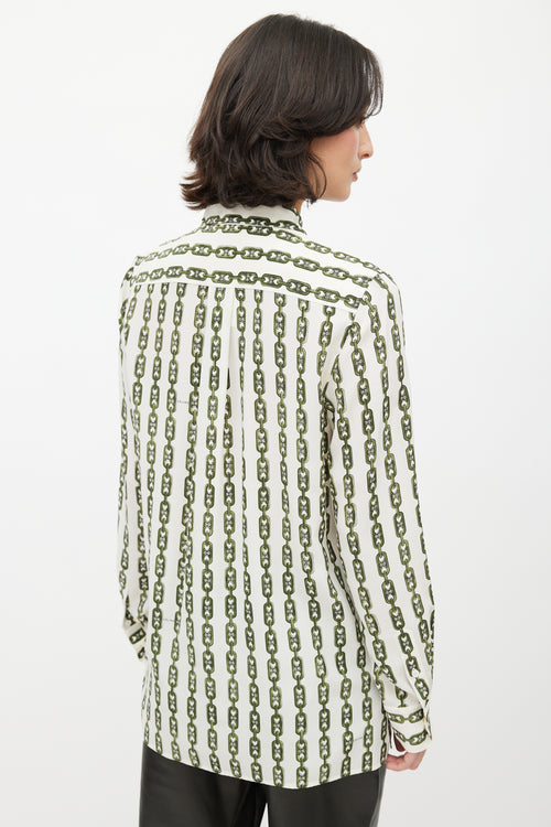 Celine White 
Green Chain Triomphe Shirt