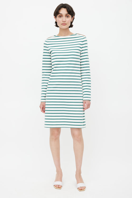 Celine White 
Green Striped Dress