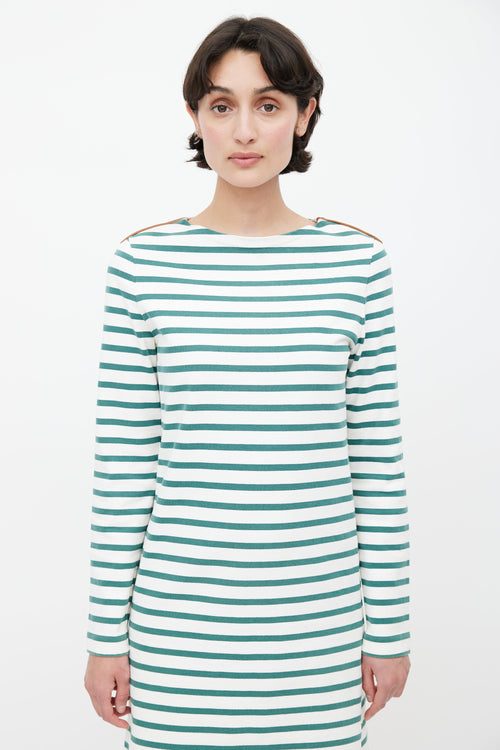 Celine White 
Green Striped Dress