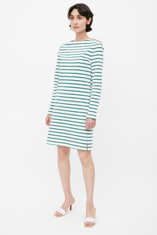 Celine White 
Green Striped Dress