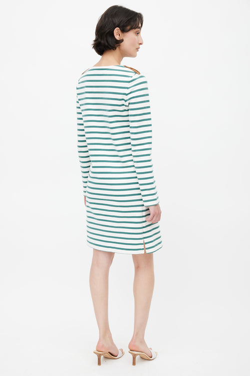 Celine White 
Green Striped Dress